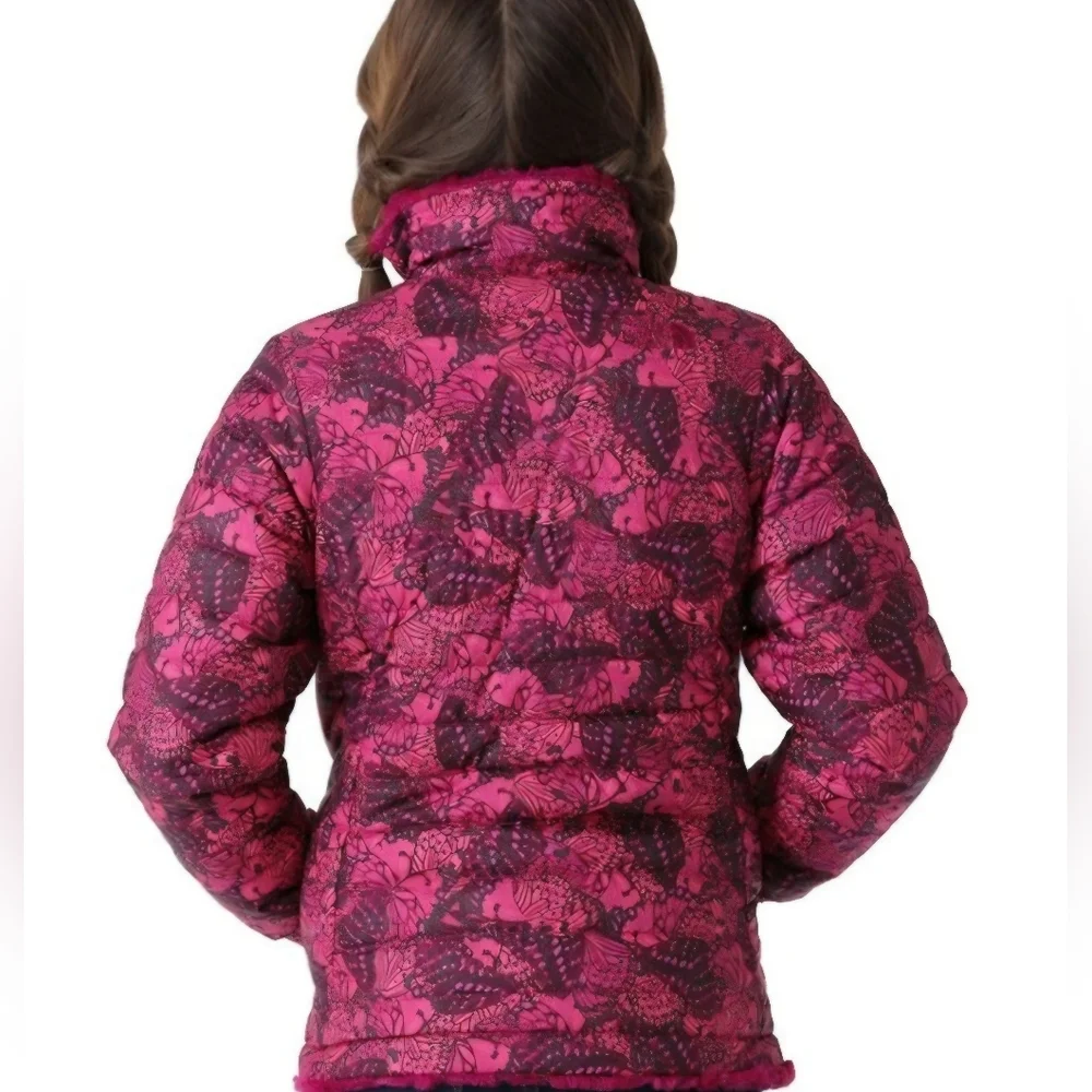The North Face Mossbud Swirl Reversible Girl's Zip Up Coat Size XL